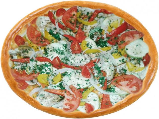 Пицца c овощами гриль на соусе песто