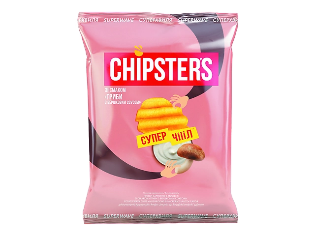 Чипси рифлені CHIPSTER'S "Гриби з вершковим соусом", 100г
