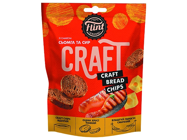 Грінки житньо-пшеничні Flint Craft Grenki "Сьомга та сир" 90г