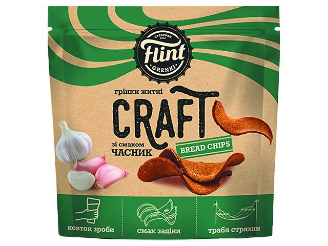 Грінки житньо-пшеничні Flint Craft Grenki BREAD CHIPS "Часник" 80г