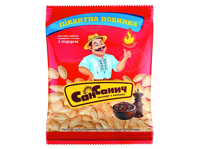 Насіння гарбуза Сан Санич солоне "Суміш перців" 65г