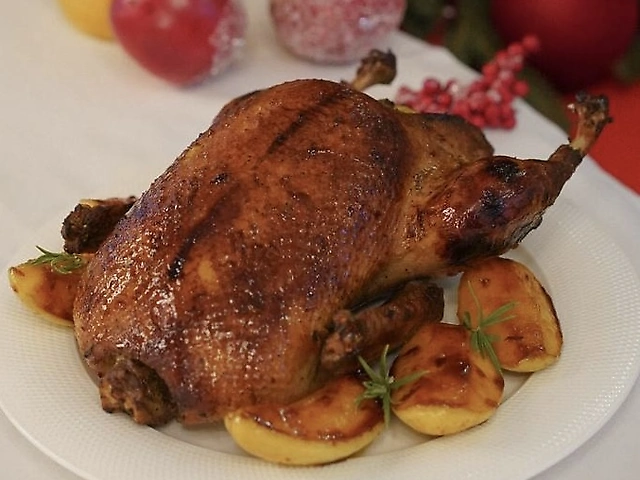 Качка з яблуками