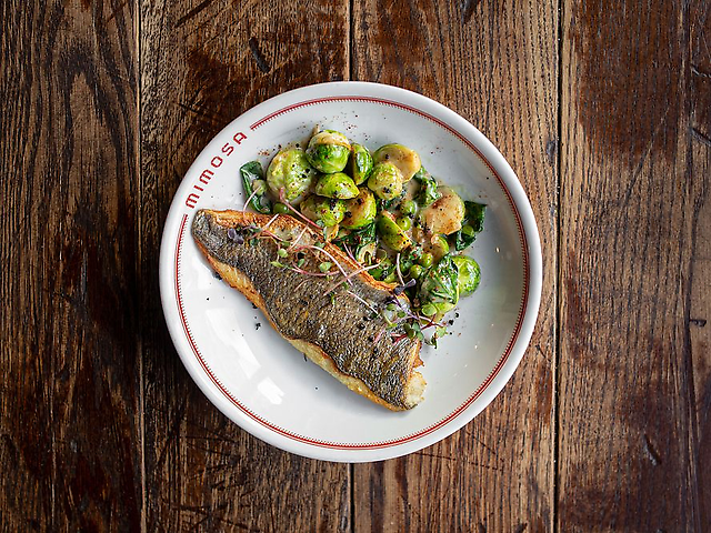 Сібас з соусом Бермонте та брюсельською капустою