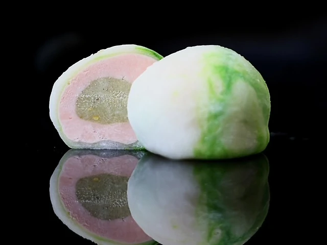 Pistachio raspberry mochi