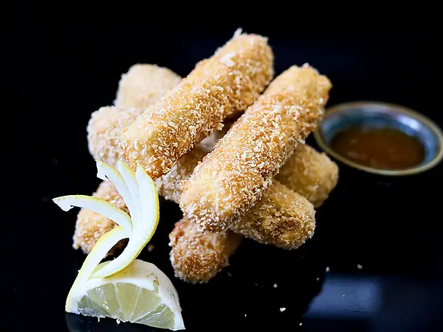 Tofu sticks baked in batter