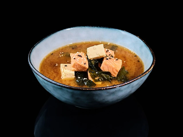 Miso soup with salmon