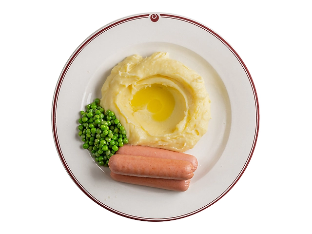 Сосиски з горошком+гарнір