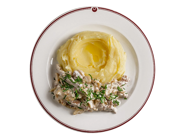 Бефстроганів із телятини та грибами + гарнір