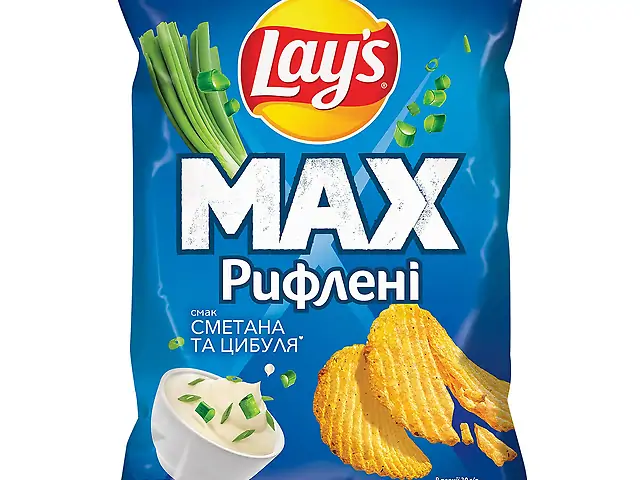 Чіпси Lays 120гр смак Сметана та Цибуля