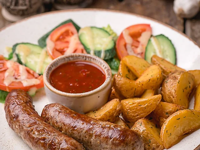 Ковбаски з картоплею по-селянськи