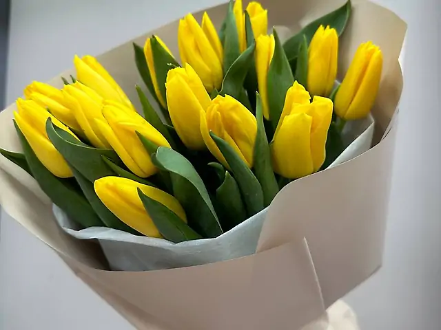15 жовтих тюльпанів