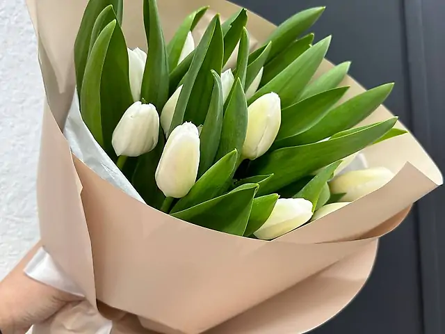 15 білих тюльпанів