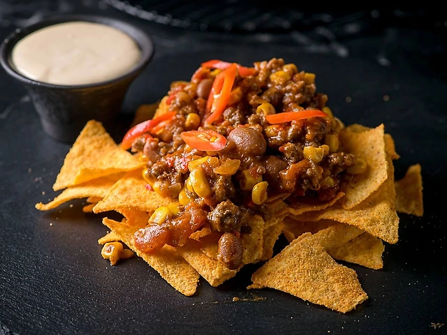 Cheese Nachos & Meat & Cheese Sauce