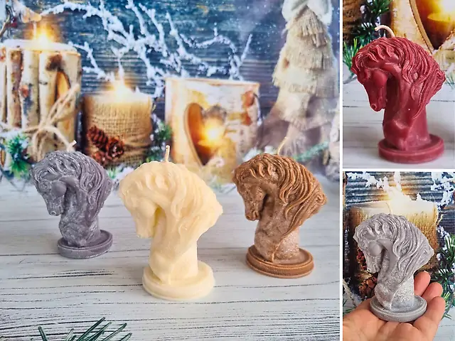 Свічка "Голова коня" (Кольори: червоний, білий, сірий, коричневий)