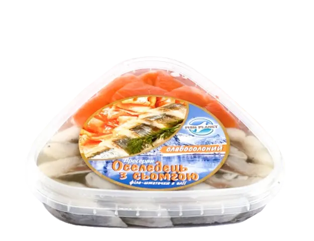 Оселедець філе шматочки з сьомгою в олії "Fish Planet" 200 г.