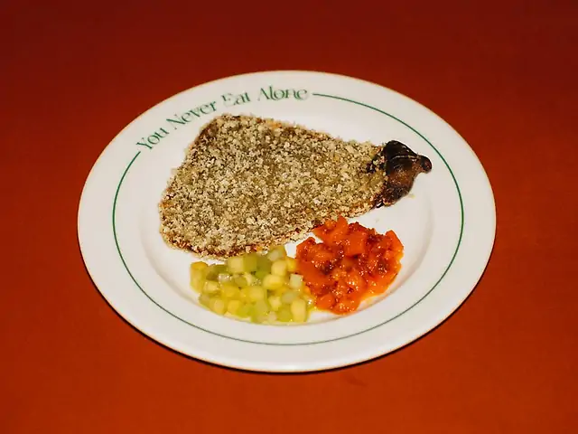 Шницель з баклажану, соус ранч, джем з томатів