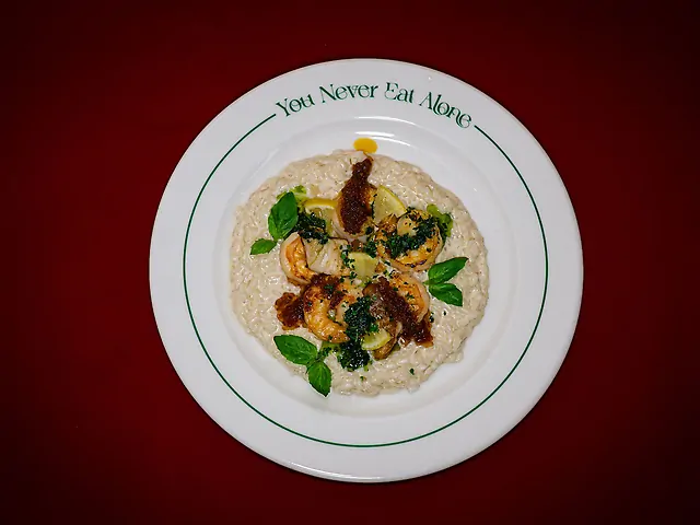 Кремовий рис,сібас,креветки