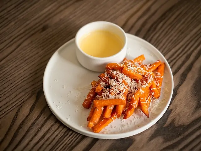 Батат фрі з сирним соусом