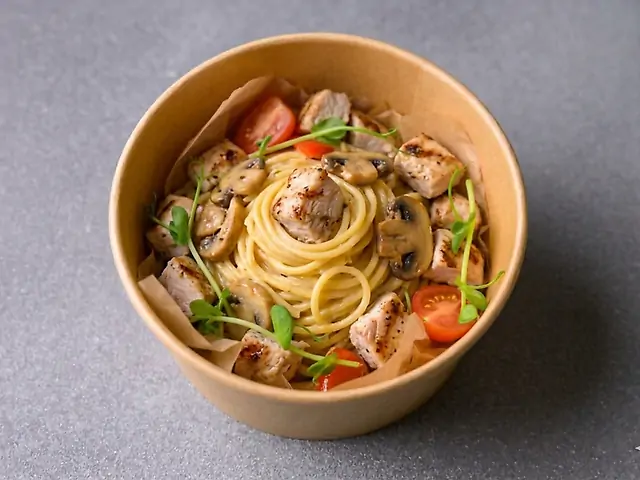 Спагетті ц/з з куркою та грибами