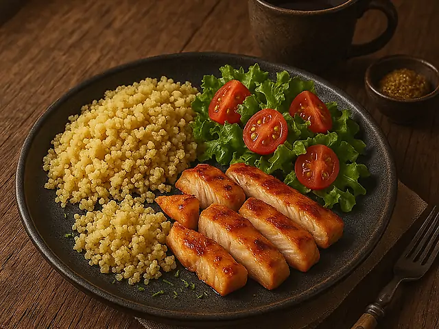 Кус кус з куркою гриль та салатом