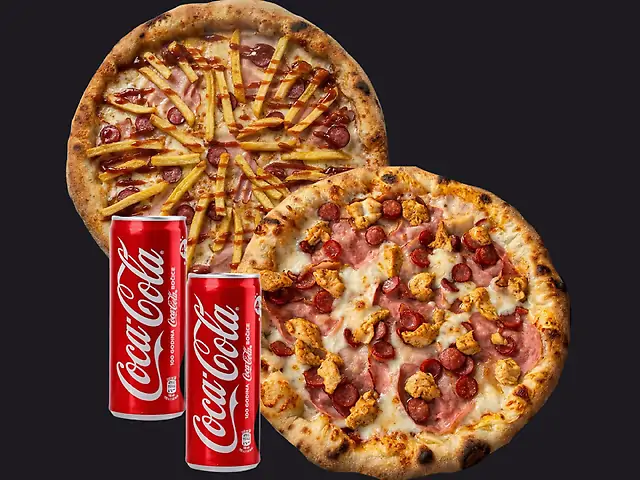 КОМБО Ідеальна пара (М'ясна, З картоплею фрі по 30см) + 2 коли