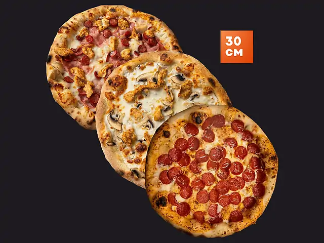 КОМБО М'ЯСНЕ (М'ясна, Пепероні, Курка-гриби по 30см)