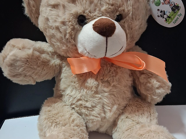 Мішка з помаранчівим бантом