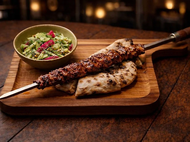 ШАМПУР -КЕБАБ із свинини та яловичини з фірмовою паляницею.