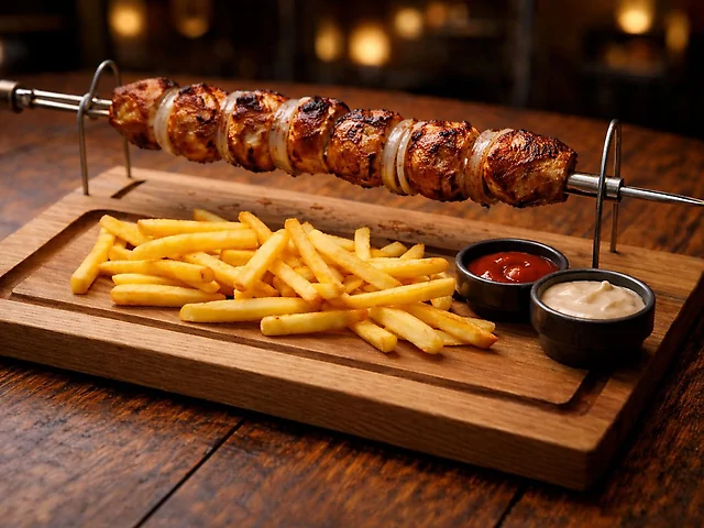 ШАШЛИК-ШАМПУР із соковитої свинини та цибулі в пивному маринаді