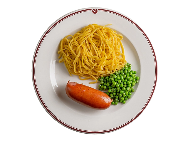 Сарделька з горошком+гарнір