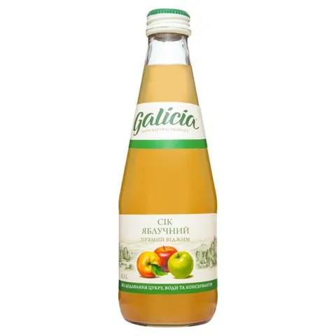 Сік Galicia яблучний неосвітл. паст. скло 0,3л (33126)