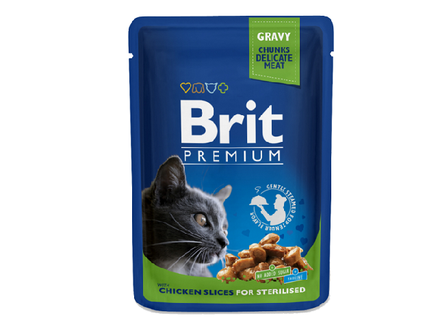 Brit Premium Cat pouch Sterilised with chicken для стерилізованих, з куркою 100g