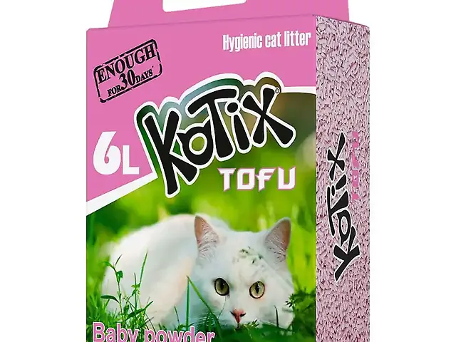 Наповнювач  KOTIX  TOFU Baby Powder (TOFU cat litter) 6L (2,5кг)