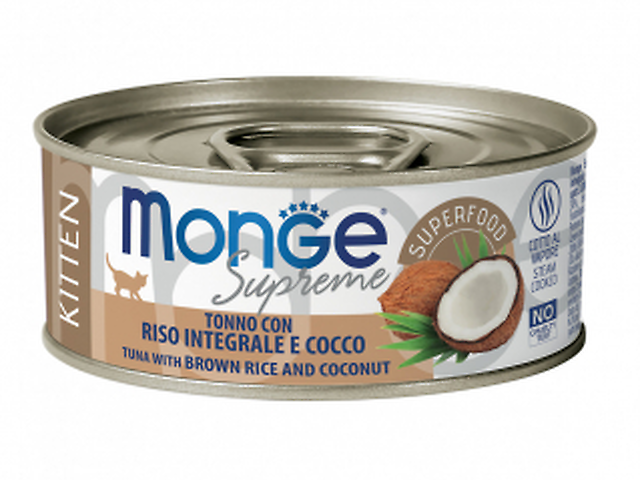 Monge Supreme Kitten Cat, тунець з коричневим рисом та кокосом 80 гр.