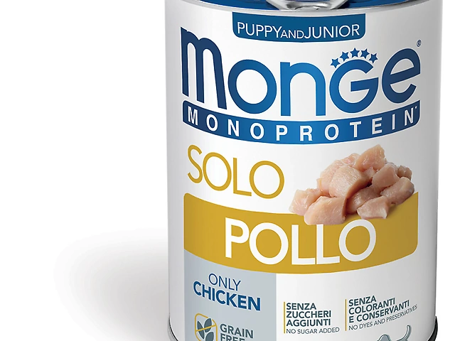 MONGE DOG WET Puppy and Junio Monoprotein Solo Chicken курка, паштет 400гр