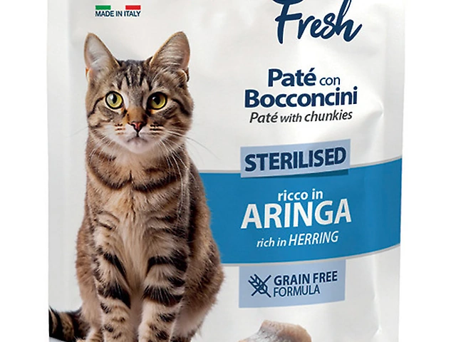 MONGE CAT WET Fresh Sterilised Chunkies rich in Herring  пауч, паштет оселедець, 85 гр