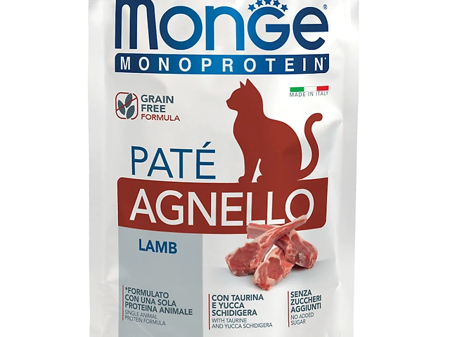 MONGE CAT WET Monoprotein Adult Lamb пауч, ягня, паштет 85гр