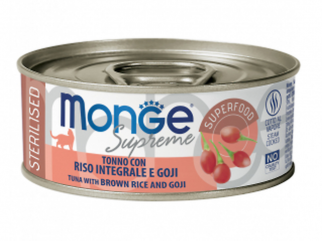 Monge Supreme Sterilised, тунець коричневий рис та годжі 80 гр