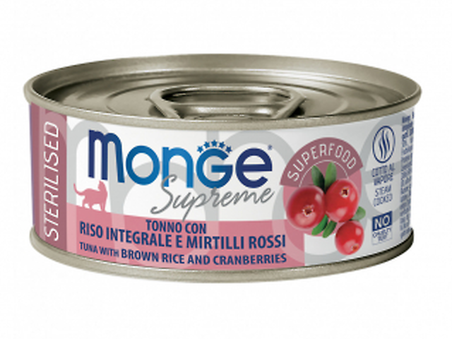 Monge Supreme Sterilised, тунець коричневий рис та журавлина 80 гр