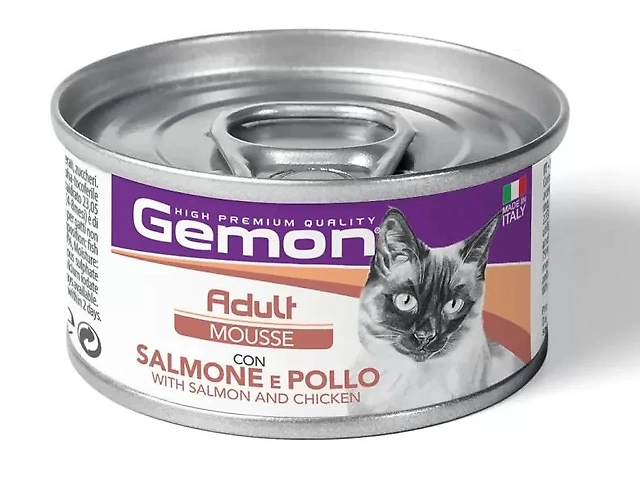 GEMON CAT WET Adult Salmon&Chicken 85гр м'ясний мус, лосось та курка