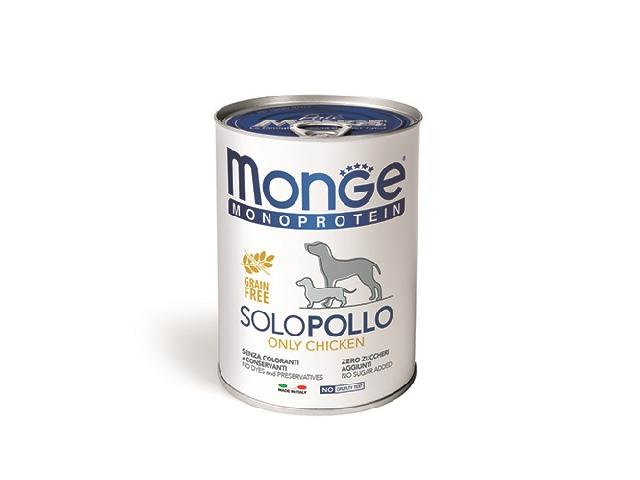 MONGE DOG SOLO Monoprotein Chicken 100%, монопротеінова консерва з куркою, 400gr