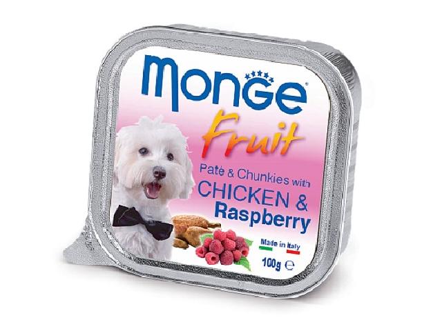 MONGE DOG FRUIT Patе with Chicken and Raspberry, паштет з куркою і малиною, 100g