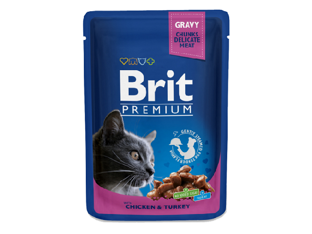 Brit Premium Cat pouch with chicken and turkey, з куркою та індичкою 100g