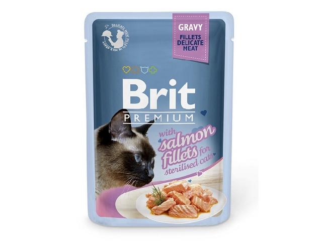 Brit Premium Cat pouch Sterilised with salmon, філе лосося в соусі для стерилізованих, 85g