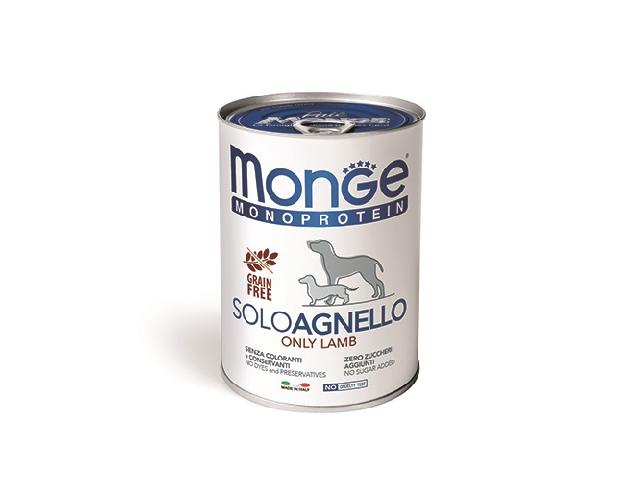 MONGE DOG SOLO Monoprotein Lamb 100%, монопротеінова консерва з ягням, 400gr