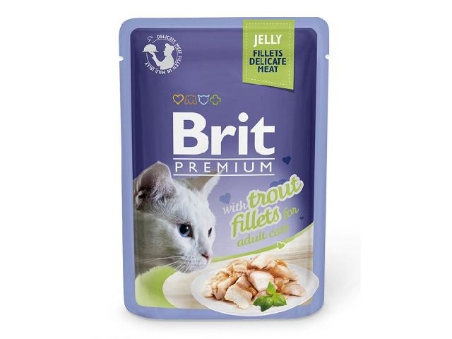 Brit Premium Cat pouch with trout, філе форелі в желе, 85g