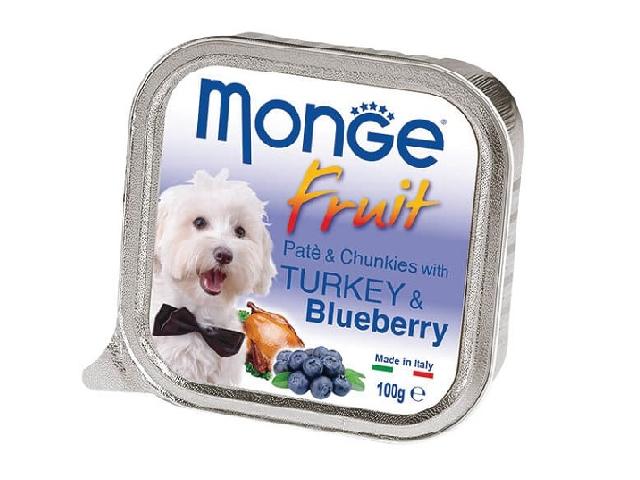 MONGE DOG FRUIT Patе with Turkey and Blueberry, паштет з індичкою і чорницею, 100g