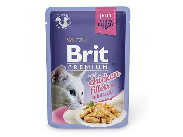 Brit Premium Cat pouch with chicken in jelly, філе курки в желе, 85g