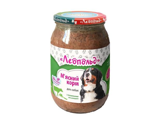М&#39;ясний корм для собак з телятиною і селерою / Wet dog food with veal and celery, 850gr