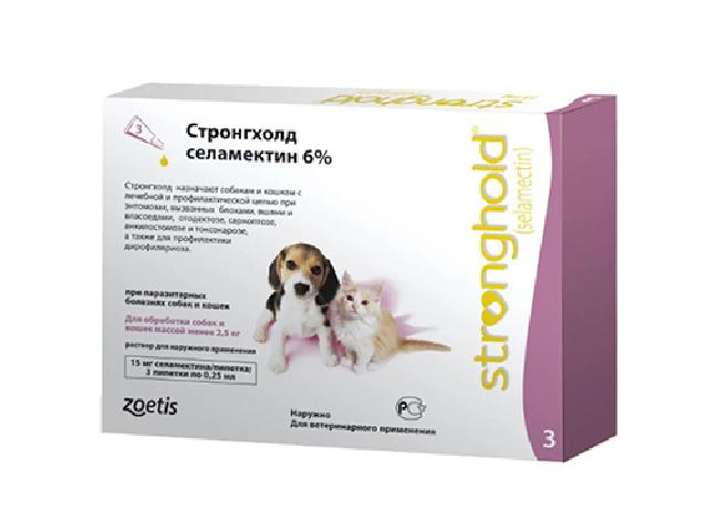 Stronghold від бліх та гельмінтів для кошенят і цуценят до 2,5кг / Spot-On wormer and flea treatment for puppies and kittens up to 2,5kg